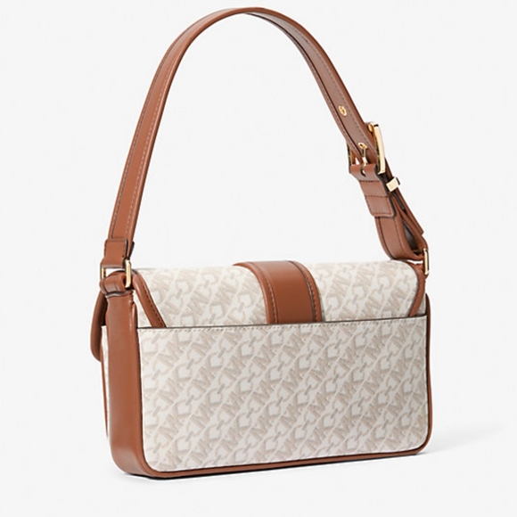 NWT MICHAEL Michael Kors Brown/Tan Monogram Shoulder Bag - Picture 5 of 11